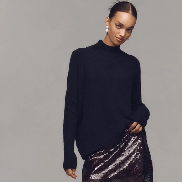 ANTHROPOLOGIE x MAEVE The Gretchen Cozy Mock-Neck Sweater in Black — M - Picture 1 of 4
